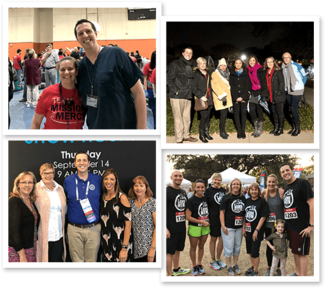 Collage of photos of team at community events