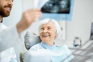 Denture dentist in Lakewood showing patient X-ray