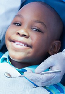Young boy smiling at dental checkup