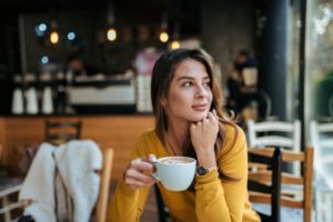 Woman drinking coffee